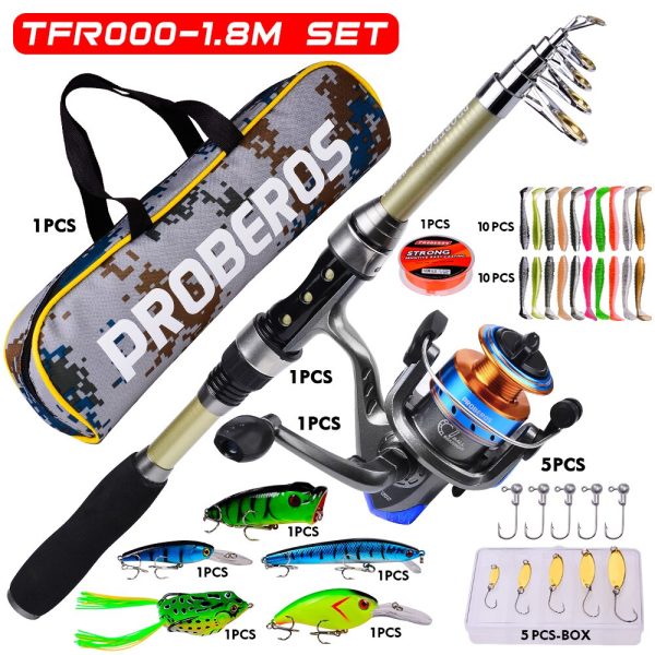 FISHINGHUB-1.8m-3.6m Telescopic Casting Fishing Combo Portable Ultralight Rod