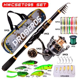 FISHINGHUB- Fishing Rod & Reel Combo 2.1m Carbon Fiber Telescopic Rod