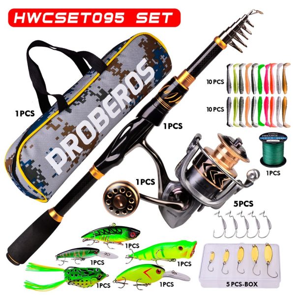 FISHINGHUB- Fishing Rod & Reel Combo 2.1m Carbon Fiber Telescopic Rod