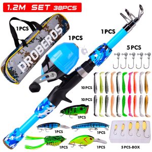 FISHINGHUB-Portable Telescopic Fishing Rod & Reel Kit for Children