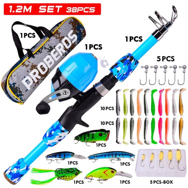 FISHINGHUB-Portable Telescopic Fishing Rod & Reel Kit for Children