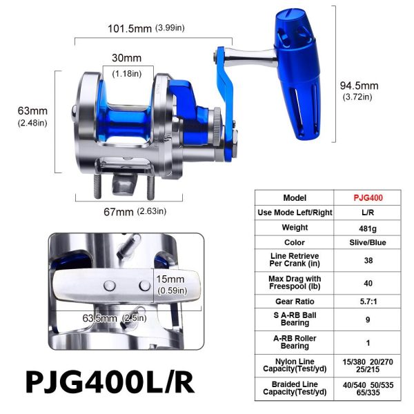 Jigging Reel 5.7:1 CNC Machined Aluminum Trolling - Image 14