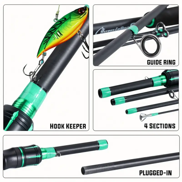 4 Sections Fishing Rod: EVA Cork Handle for Bass, Salmon, Catfish & Freshwater/Saltwater Fishing Pole - Image 5
