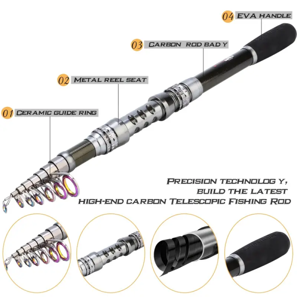 Spinning Fishing Rod Telescopic Fishing Pole Saltwater Freshwater Fishing Rod, 1.8-3.3m/70.87-129.92inches - Image 5